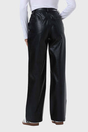 Pantalón Mujer Croco Efecto Cuero Negro