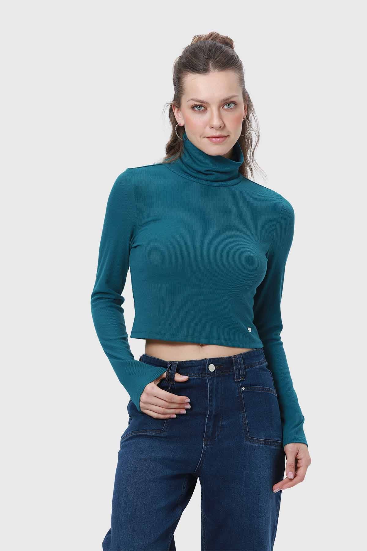 Polera Mujer Rib Verde