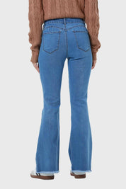 Jeans Mujer Flare Cargo Azul
