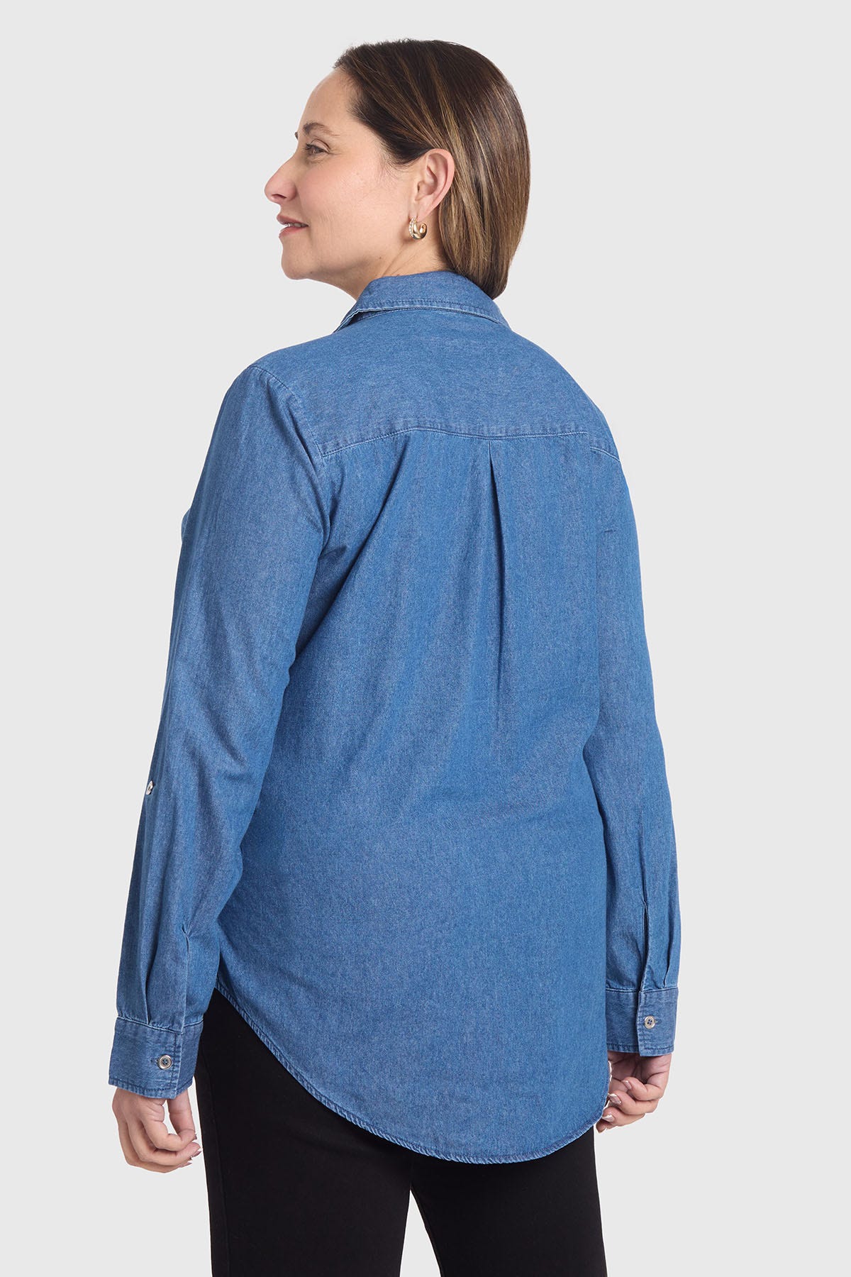 Blusa Mujer Con Tachas Bolsillo Azul