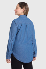 Blusa Mujer Con Tachas Bolsillo Azul