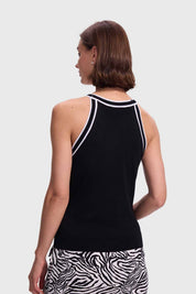 Polera Mujer Aplicación En Contraste Negro