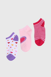 Calceta Niña Tripack Deportiva Fucsia
