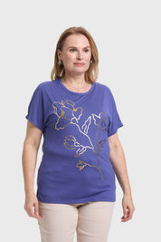 Polera Mujer Dorada Azul