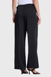 Pantalón Mujer Palazzo Aplicación Cruce Negro