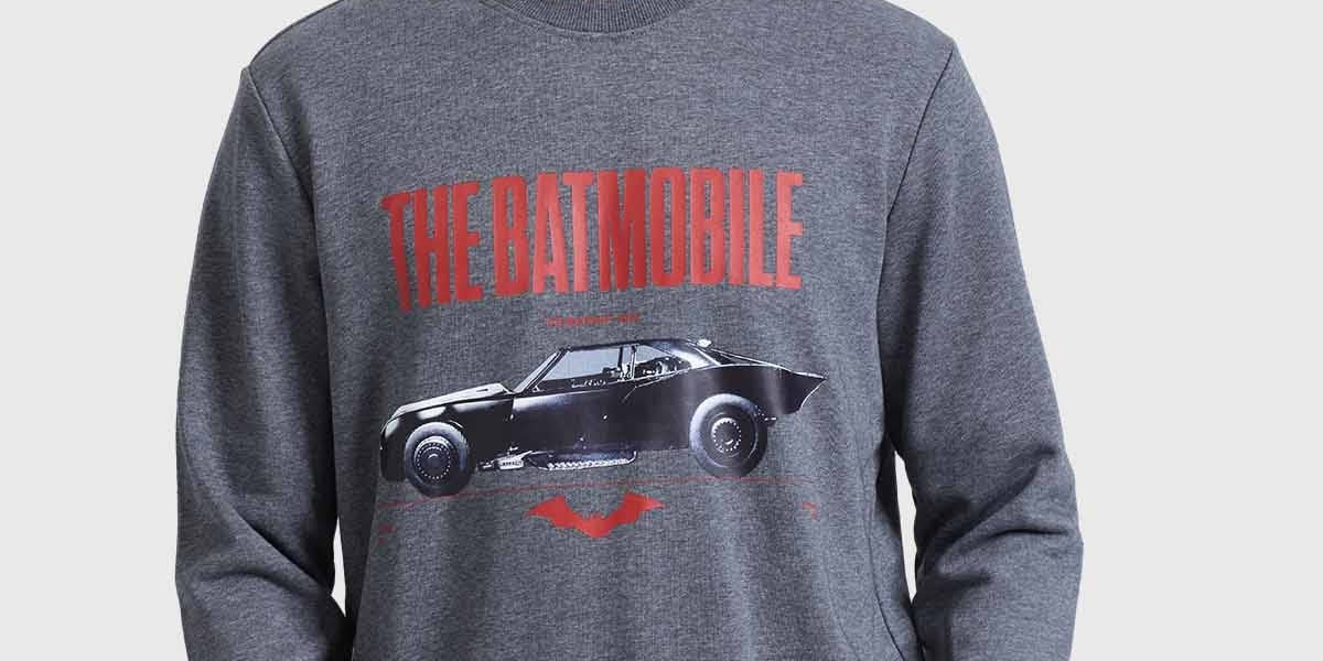 Poleron gris marengo melange para hombre con estampado de Batmobile.