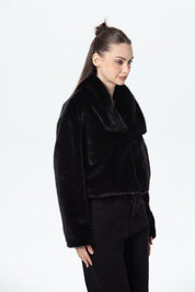 Chaqueta Mujer Peludo Negro