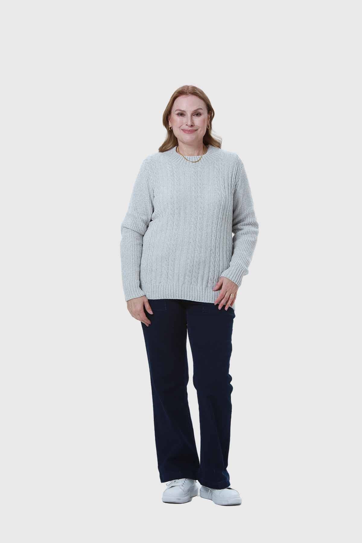 Sweater Mujer Tejido Gris