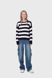 Sweater Niña Rayas Negro