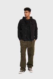 Chaqueta Hombre Con Gorro Negro