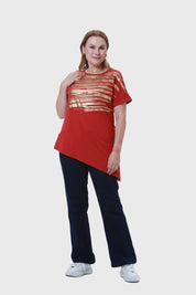 Polera Mujer Estampado Rojo