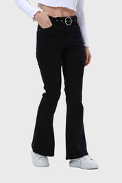 Jeans Mujer Flare Linea Curva Negro