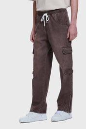 Jeans Hombre Cargo Recto Café