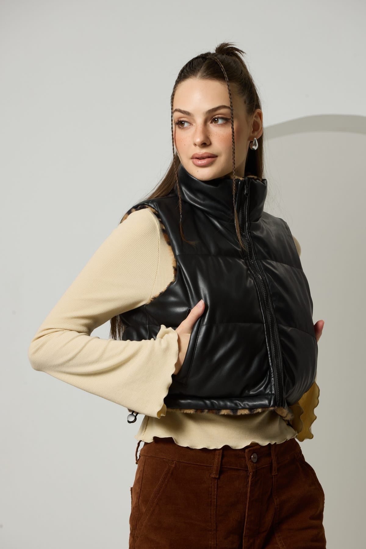 Parka Mujer Piel Reversible Café