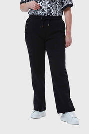 Pantalón Buzo Mujer Detalle Strass Bolsillo Negro