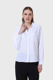 Blusa Mujer Abotonada Con Bolsillo Blanco