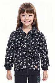 Polerón Niña Básico Print Negro