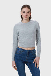 Sweater Mujer Detalle Gris