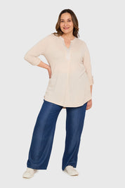 Polera Mujer Manga Roll Up Arena