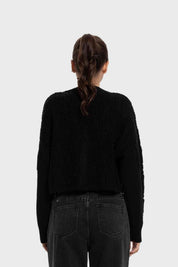 Sweater Mujer Cuello V Abierto Negro