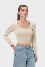 Polera Mujer Escote Cuadrado Nude
