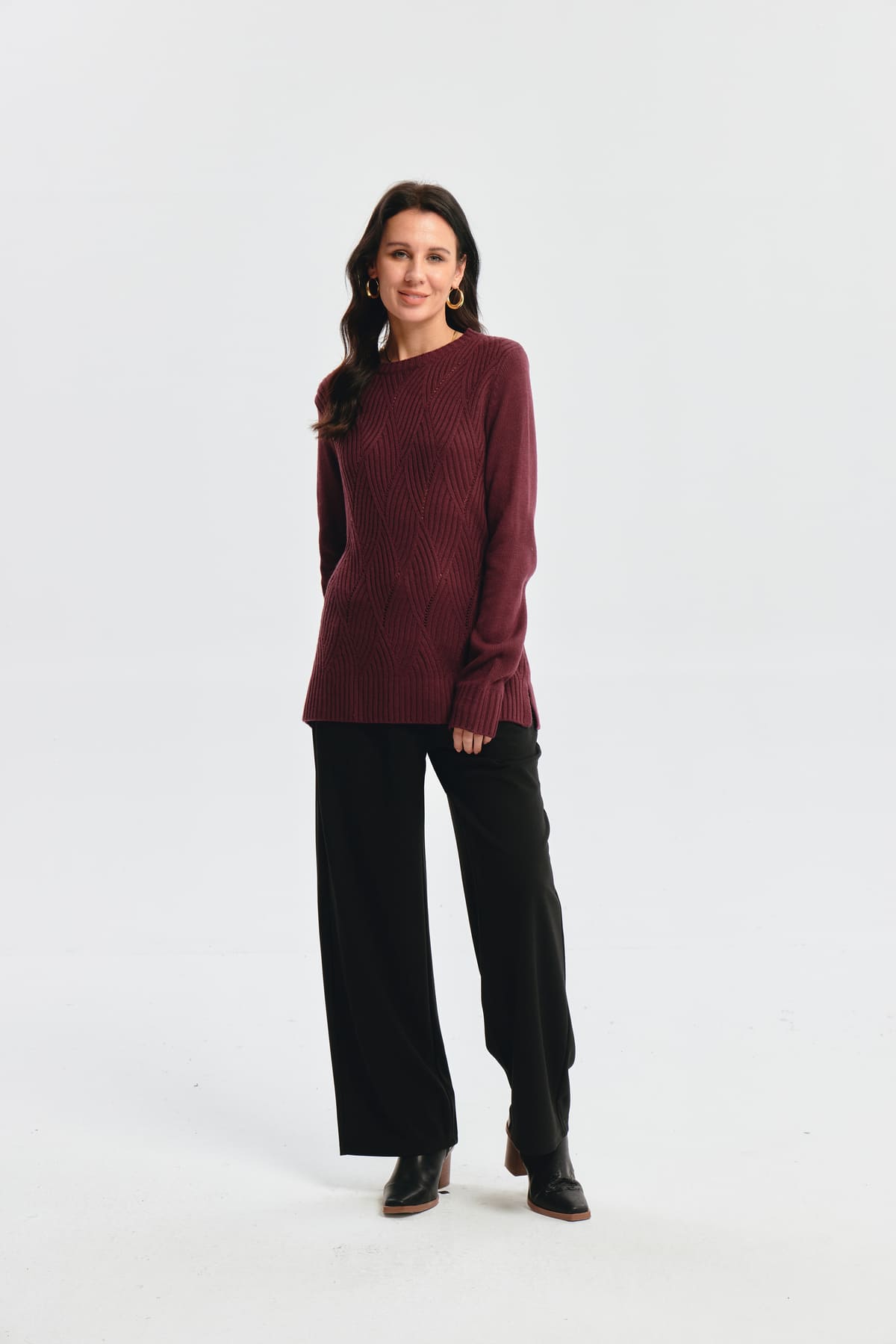 Sweater Mujer Deseño Calado Rojo