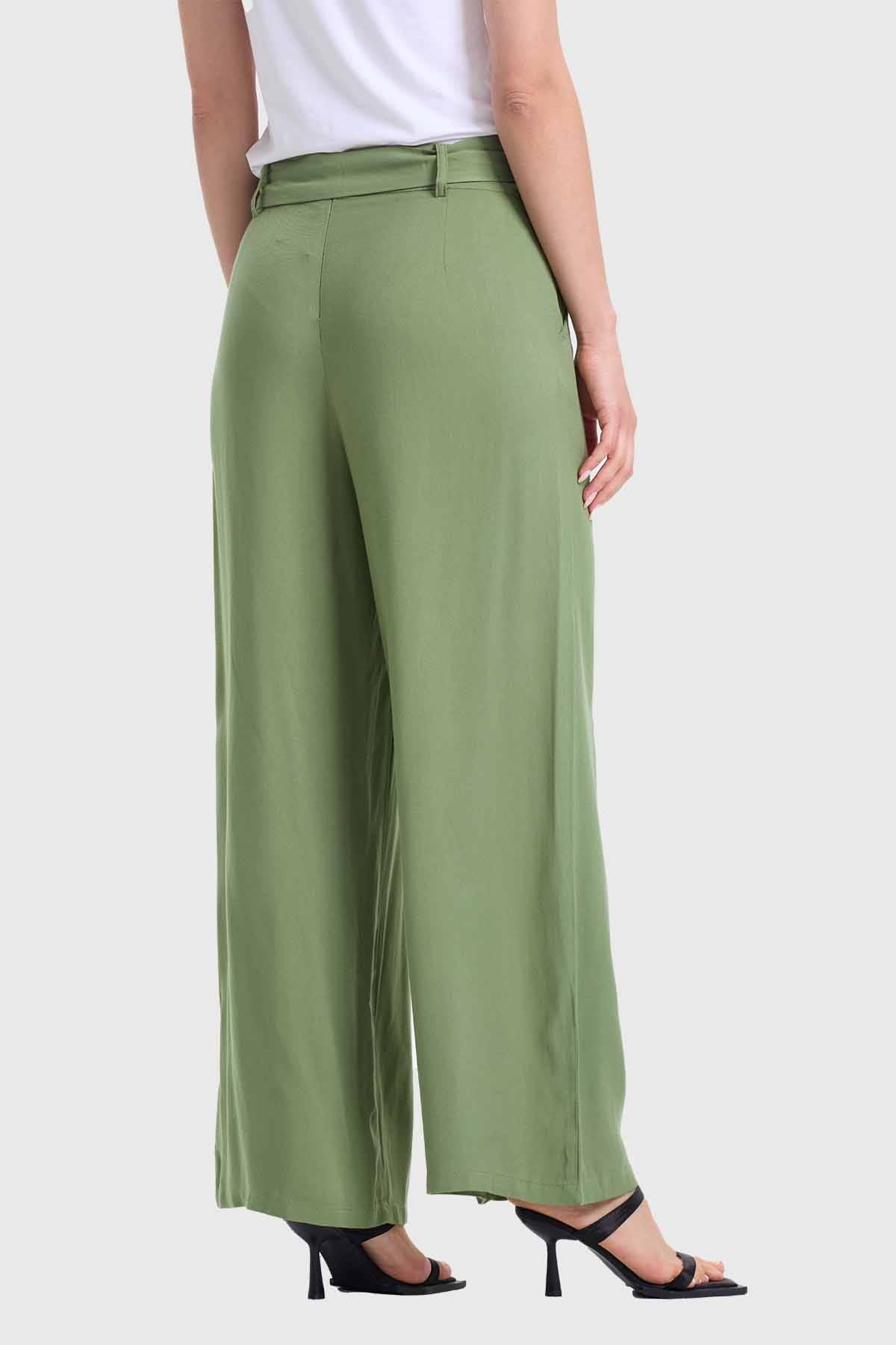 Pantalón Mujer Palazzo Pretina Verde