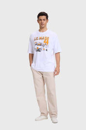Polera Hombre Estampado Blanco