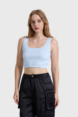 Polera Mujer Seamless Celeste