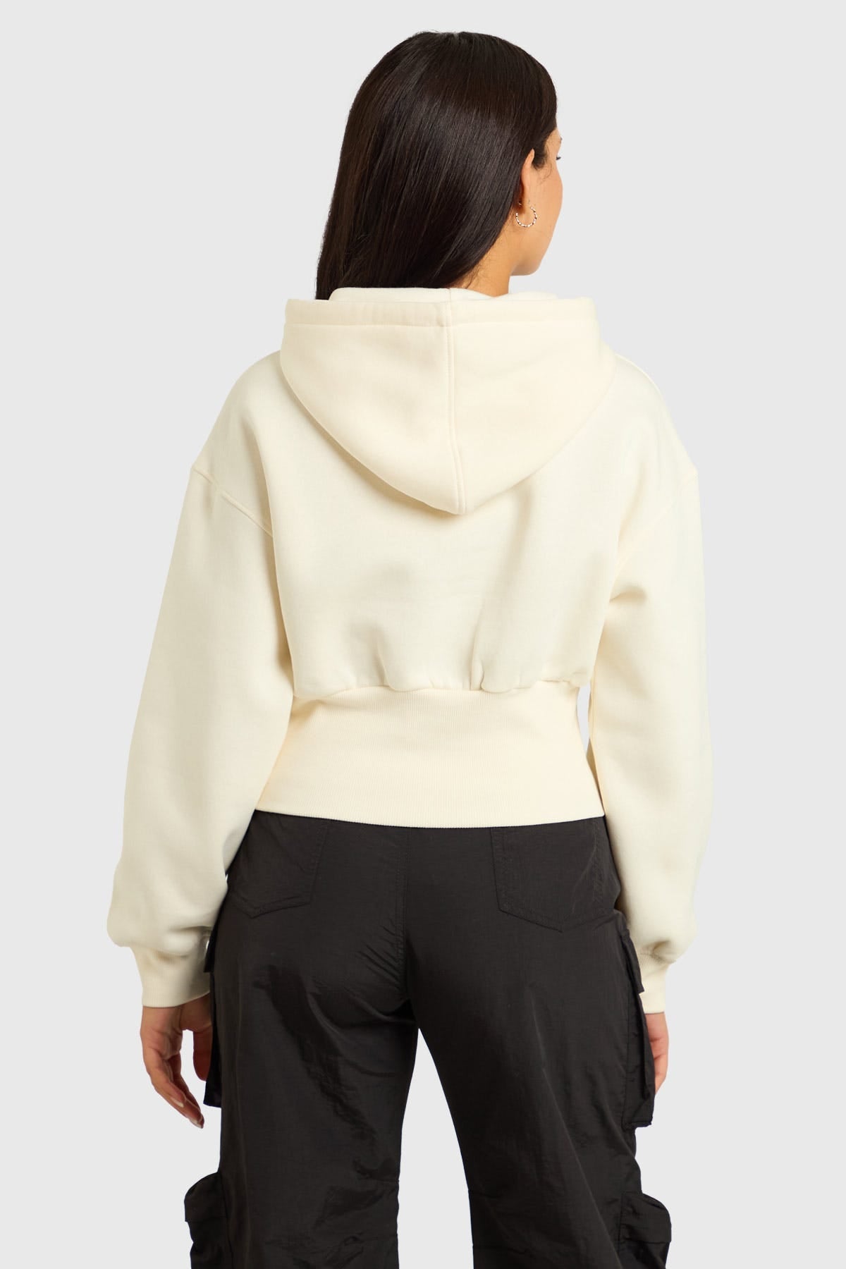 Polerón Mujer Crop Pretina Ancha Crudo