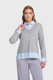 Sweater Mujer Estilo Blusa Gris