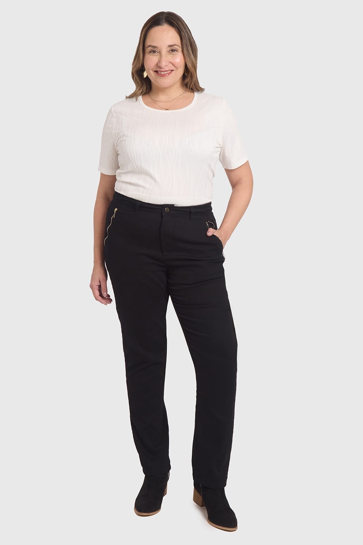 Pantalón Mujer Con Bolsillos Negro