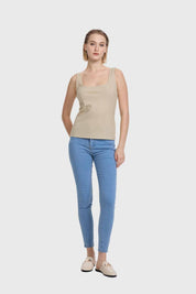 Polera Mujer Pabilo Escote Cuadrado Dorado