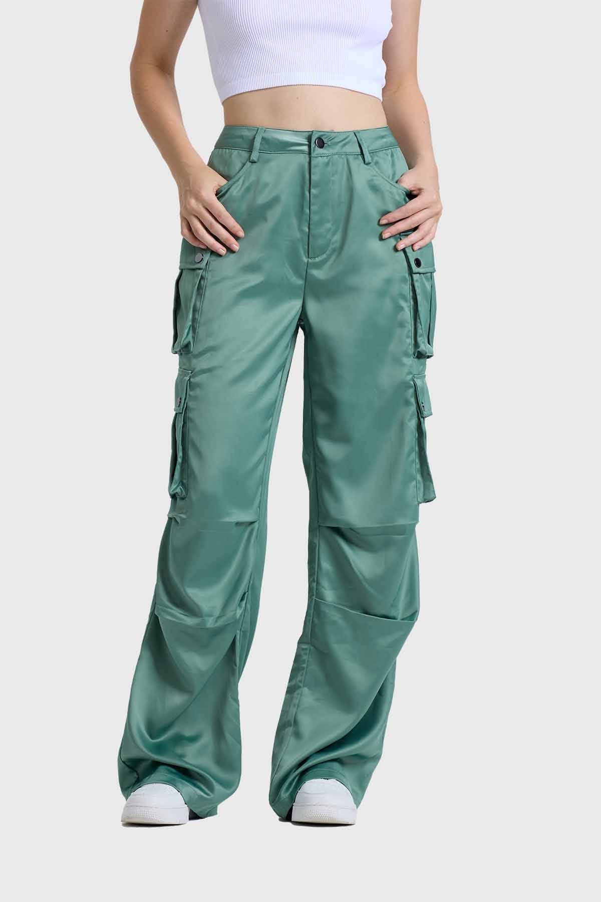 PANTALÓN MUJER CARGO VERDE OLIVO CLARO