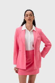 Blazer Mujer Largo Abotonado Rosado