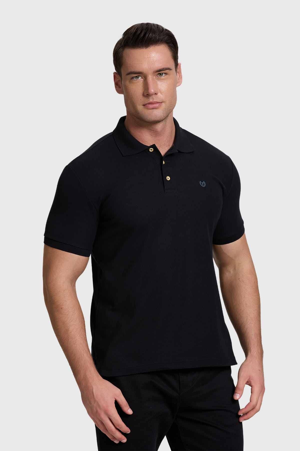 POLERA HOMBRE PIQUE BÁSICA LISA NEGRO FSP