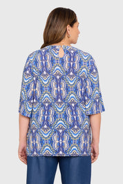 Polera Mujer Corte En Hombros Azul