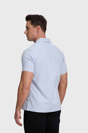Camisa Hombre Lino Con Bolsillo Celeste