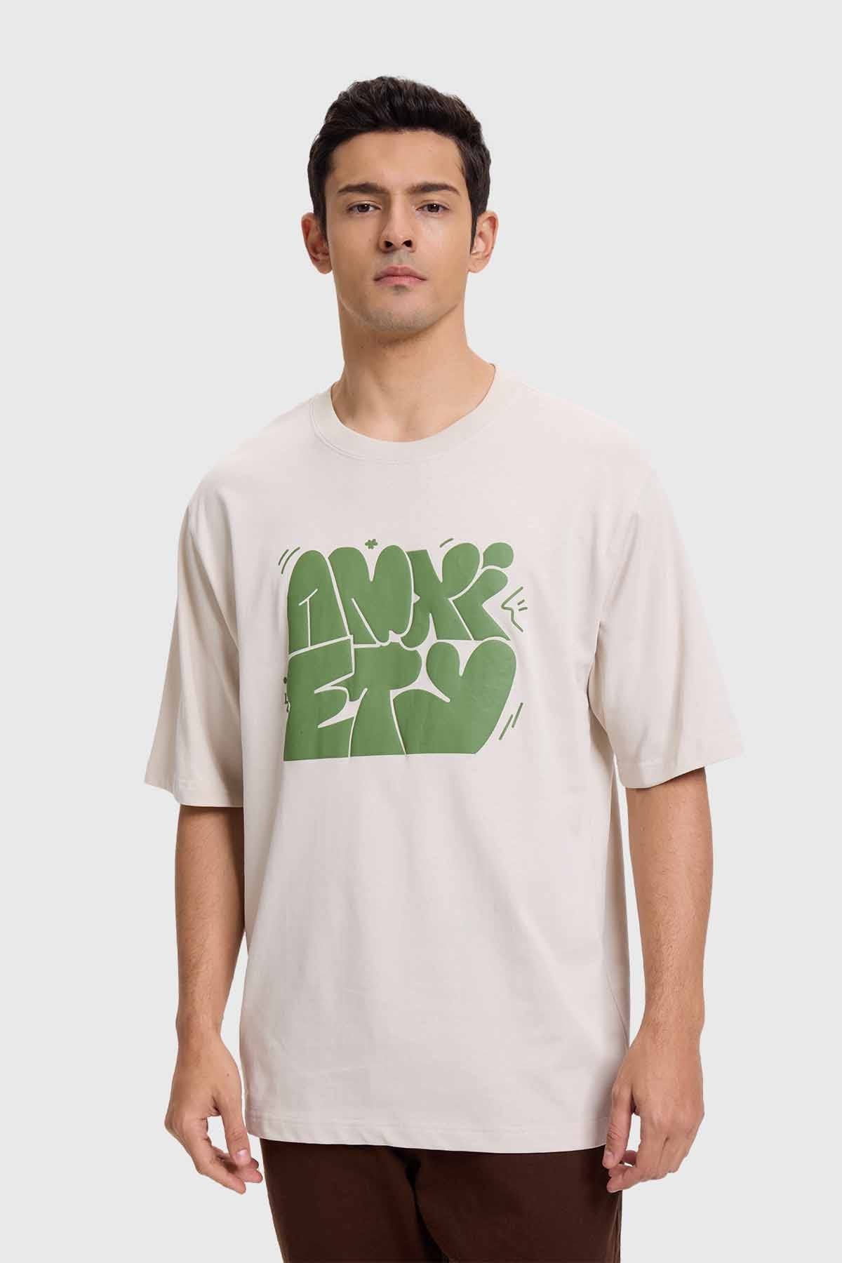 Polera Hombre Print Puff Beige