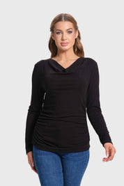 Polera Mujer Drapeado Negro
