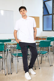 Polera Escolar Hombre Piqué Blanco