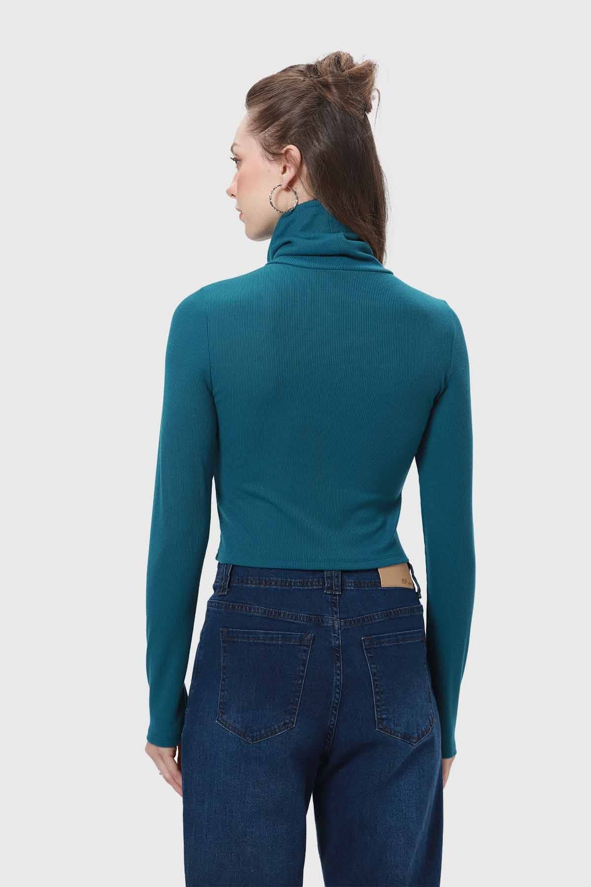 Polera Mujer Rib Verde