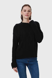 Sweater Mujer Trenzado Negro