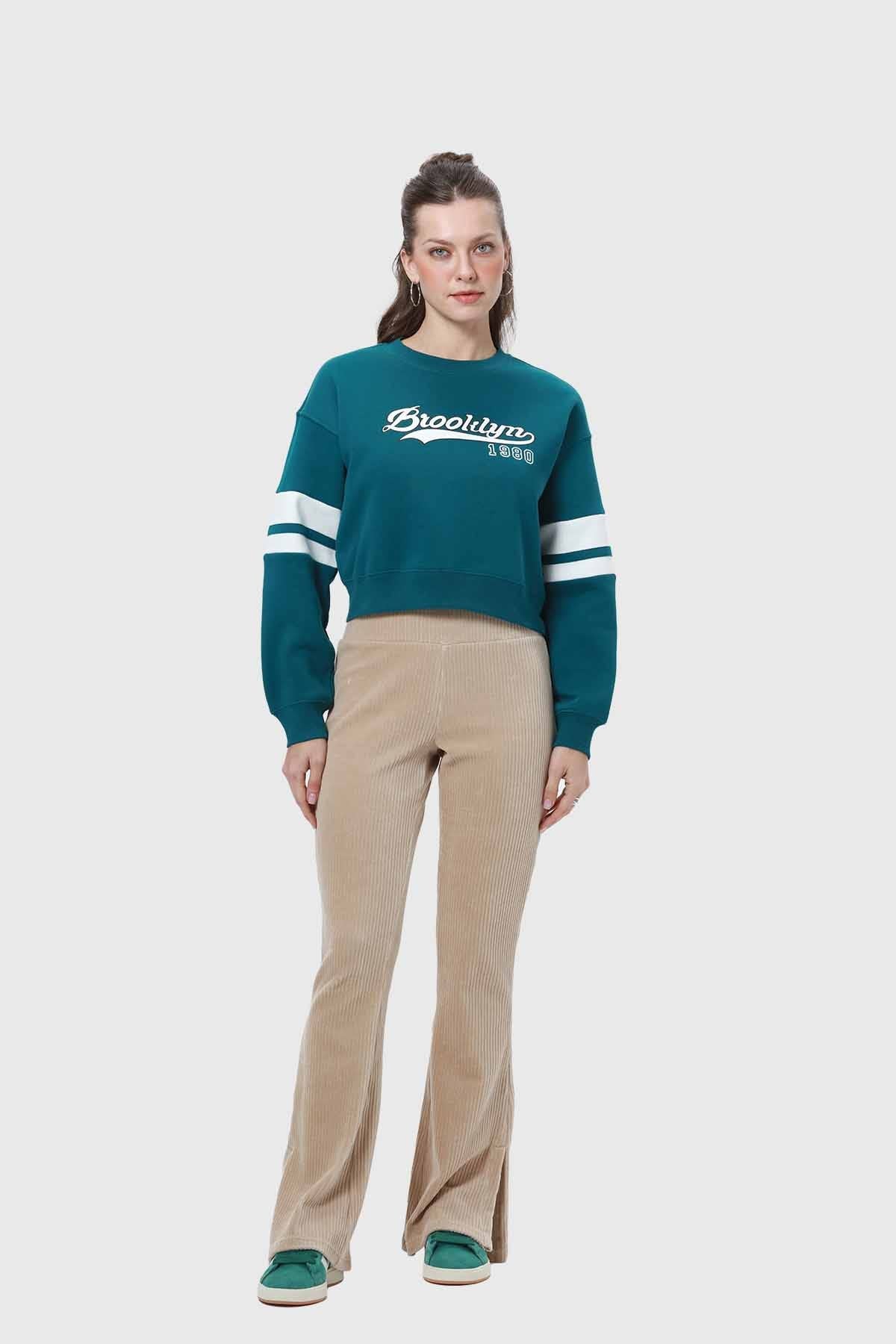 Polerón Mujer Crop Verde