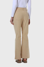 Pantalón Mujer Flare Push Cotelé Beige