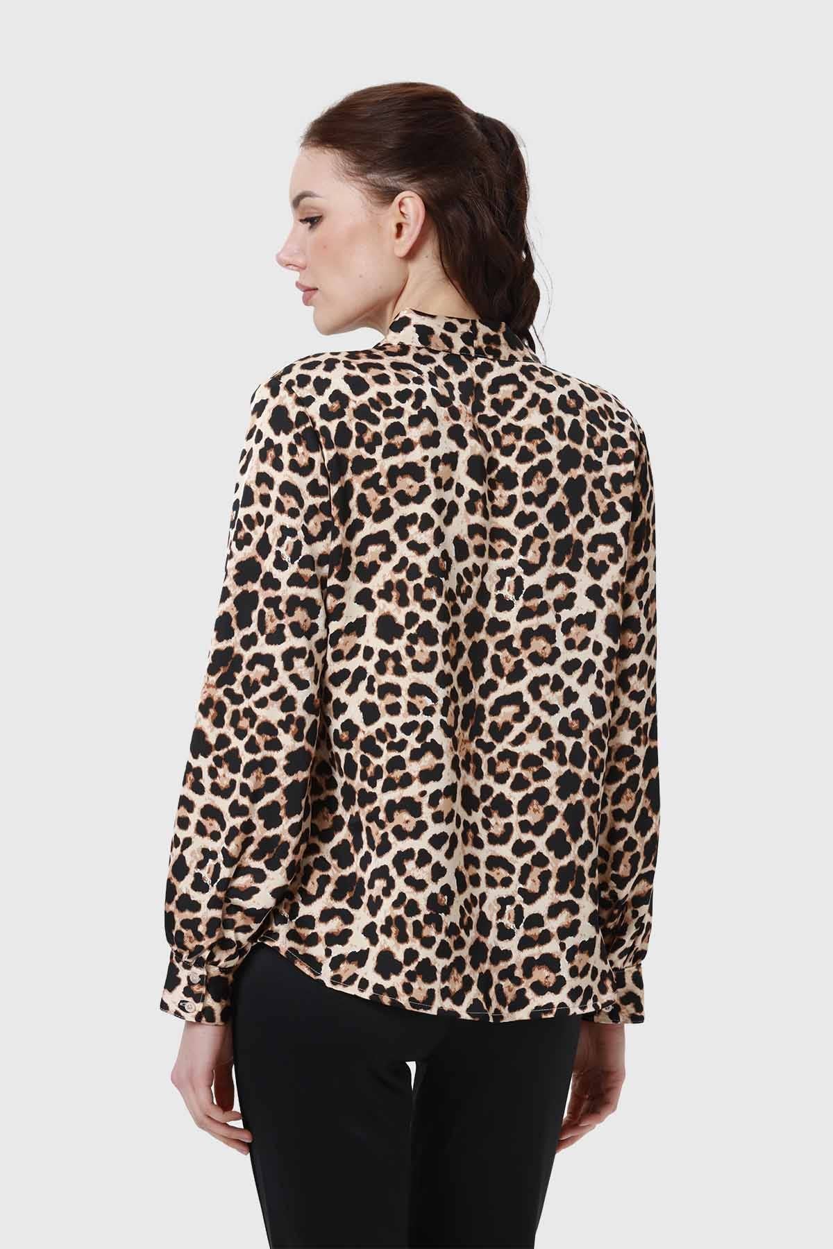 Blusa Mujer Animal Print Beige