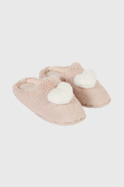 Pantufla Mujer Con Pompón Beige