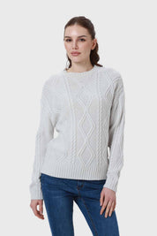 Sweater Mujer Trenzado Gris