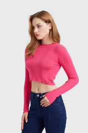 Sweater Mujer Crop Fucsia