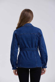 Chaqueta Mujer Denim Cinturón Azul